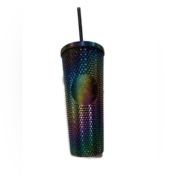 NWT Starbucks Fall 2023 Black Bling Oil Slick Studded Venti Tumbler new - Picture 1 of 2